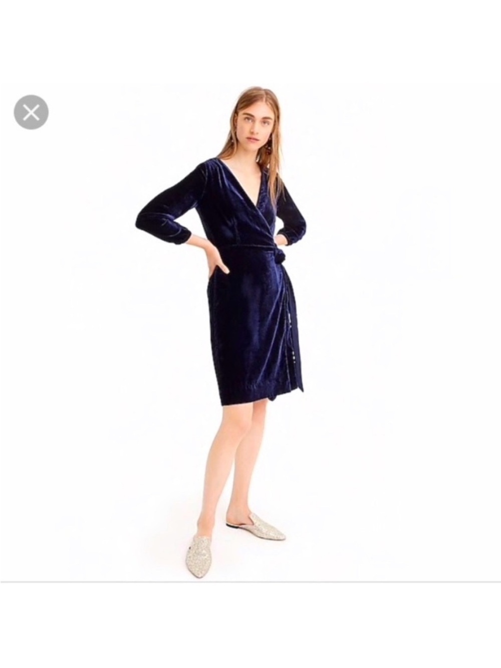 J Crew Velvet Navy Blue Wrap Dress size 4